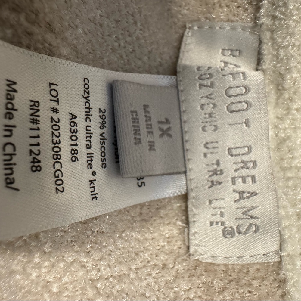 Barefoot Dreams CozyChic Ultra Lite Track Pants NWOT 1X Cream/Stone - Picture 4 of 5